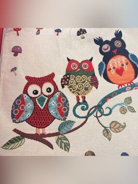 Owl Pattern Canvas Tote Bag in Multicolor